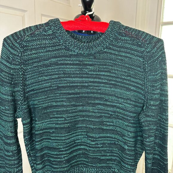 Uniqlo Women's Teal and Black Crewneck Sweater Size Medium Winter Cozy - Picture 2 of 5